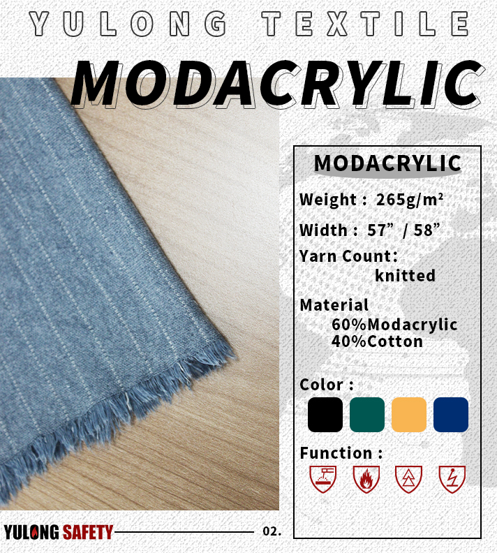 Knitted flannelette modacrylic flame retardant fabric